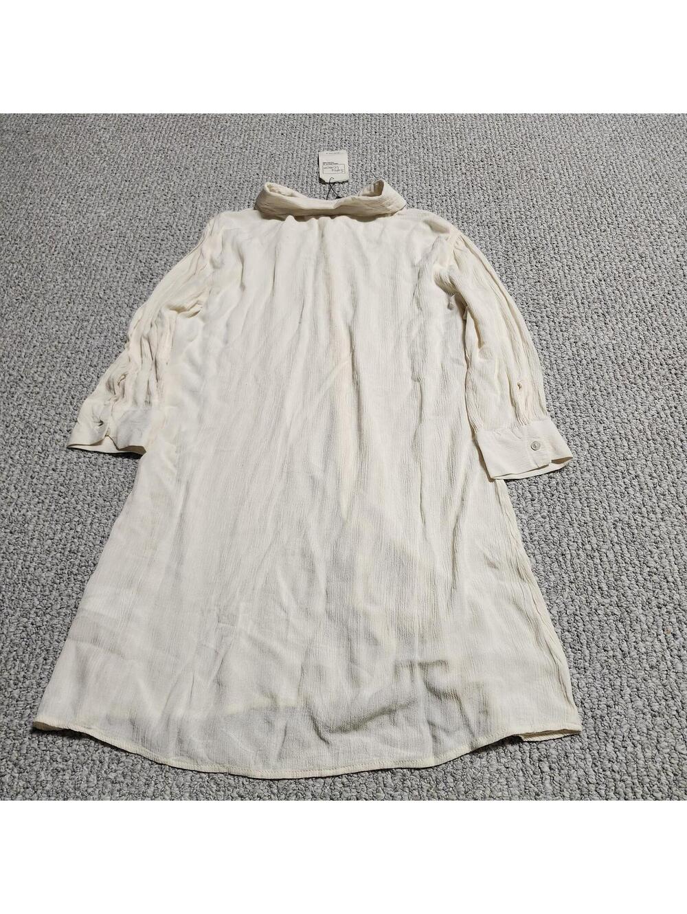 Salty Lemon Cream Button-Down Long Sleeve Shirt Dress Size Small NWT - Picture 6 of 9